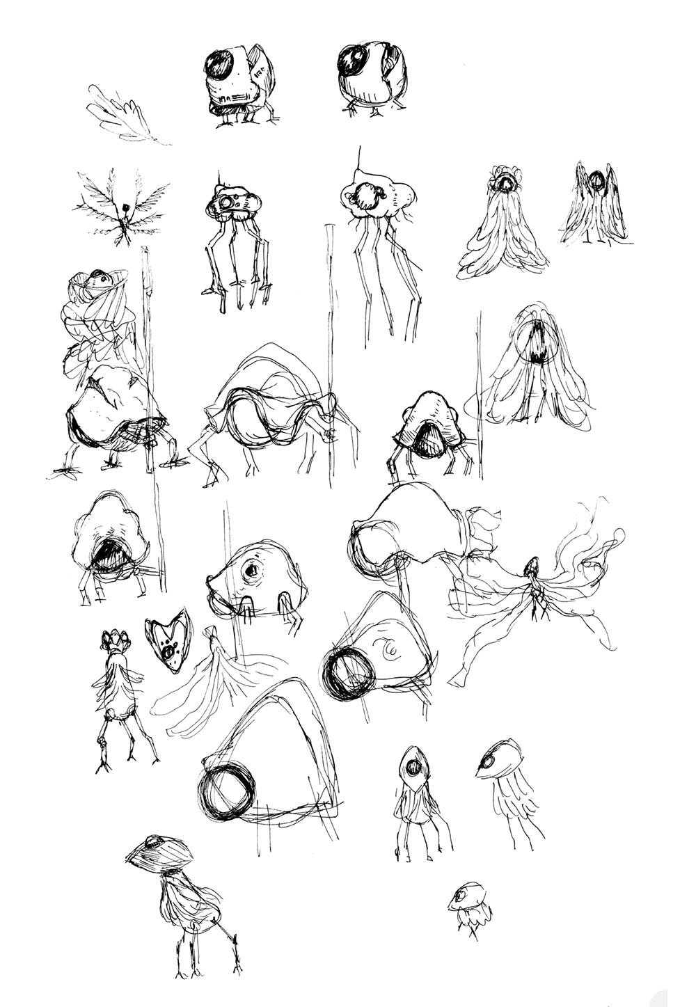 page de croquis de petites machines robotiques