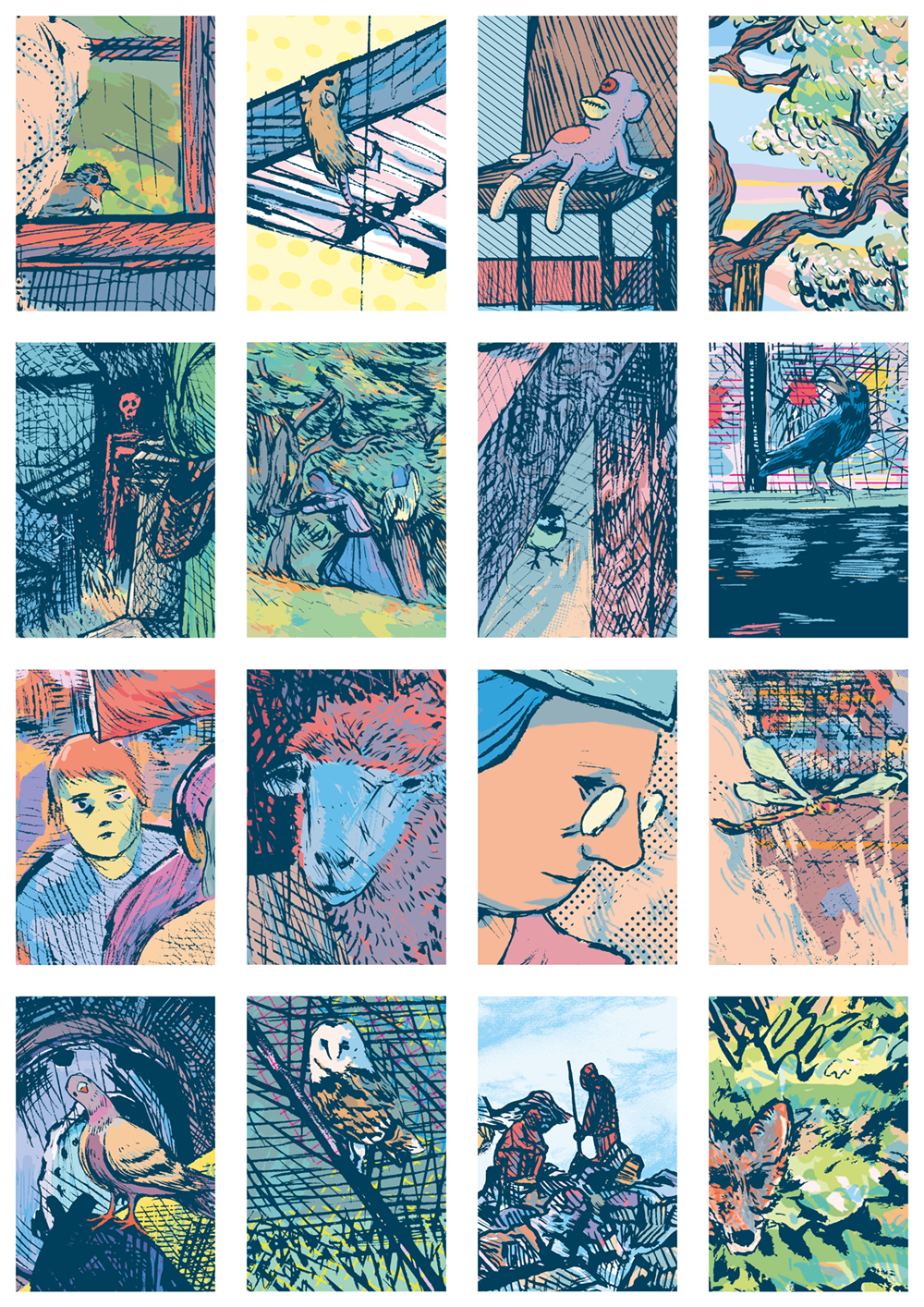 planche de détails de dessins issus du livre De l'un·e à l'autre